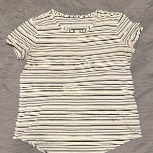 lululemon athletica White Short-Sleeve Tee with Navy Stripes